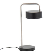 Lumi Source contemporary nickel and black table lamp with puck-shaped design, ideal for modern home decor.