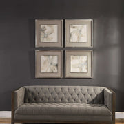 Set of four beige framed prints featuring abstract divination art by Uttermost, displayed on a neutral background.