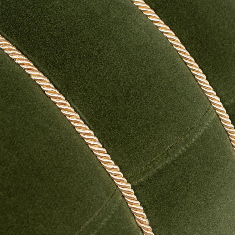 Edward - Round Upholstered Ottoman With Bullion Fringe - Olive Green - R&R Furniture Gallery (Fountain Valley, CA)