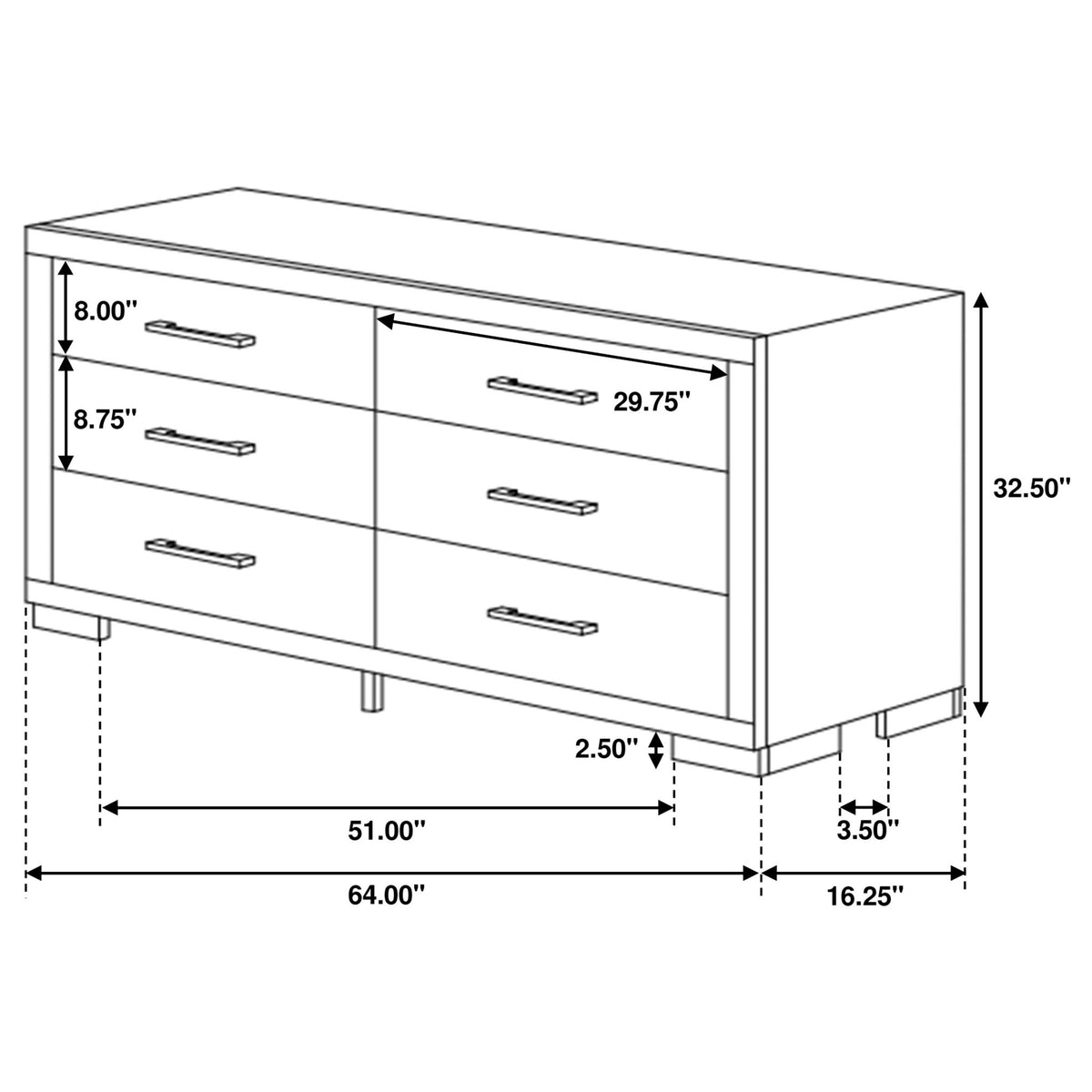 Polk - 6 Drawer Dresser