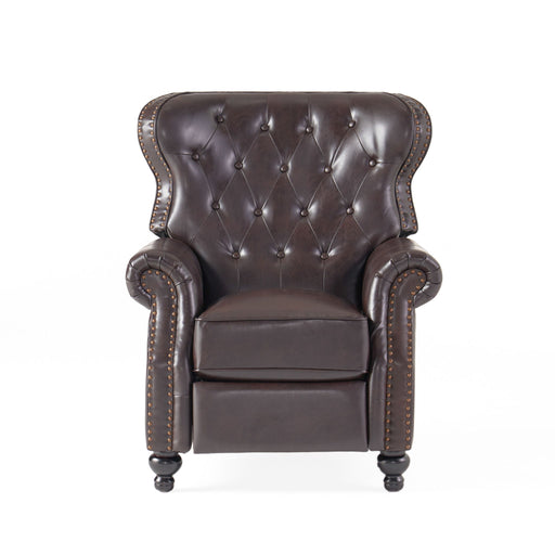 Contemporary Style Push Back Recliner With Button Tufted Stitching And Nailhead Trim - R&R Furniture Gallery (Fountain Valley, CA)