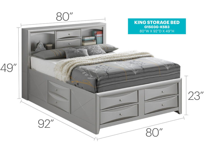 Modern Design Storage Bed With Bookcase Headboard - R&R Furniture Gallery (Fountain Valley, CA)