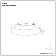 Simpli-Home Brody large square coffee table pouf in neutral fabric, versatile accent piece for living room seating or decor.