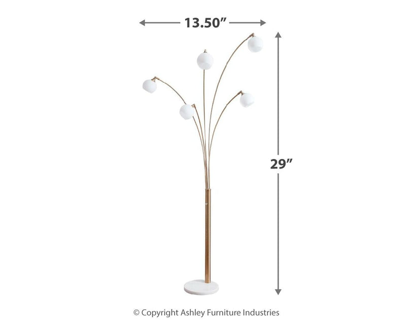 Taliya - Metal Arc Lamp  - Champagne / White - R&R Furniture Gallery (Fountain Valley, CA)