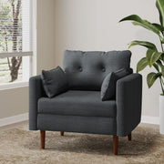Enchantica - Upholstered Fabric Club Chair With Button Tufted And 2 Accent Pillows - R&R Furniture Gallery (Fountain Valley, CA)