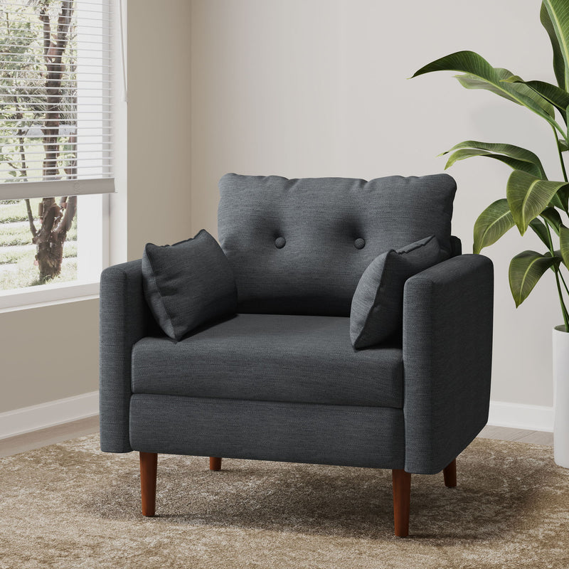 Enchantica - Upholstered Fabric Club Chair With Button Tufted And 2 Accent Pillows - R&R Furniture Gallery (Fountain Valley, CA)