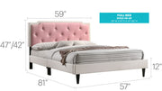 Button tufted upholstered bed from Glory Furniture with a cozy, plush design and elegant button details.