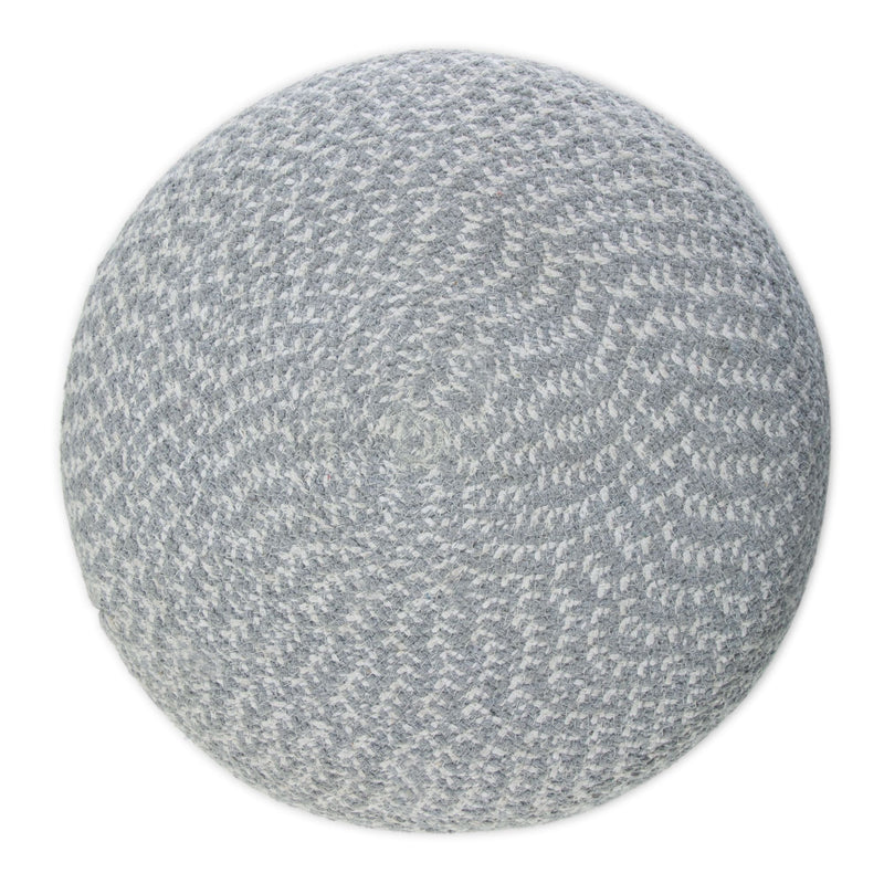 Simpli-Home Bayley round braided accent pouf with versatile design, perfect for living room or bedroom decor.