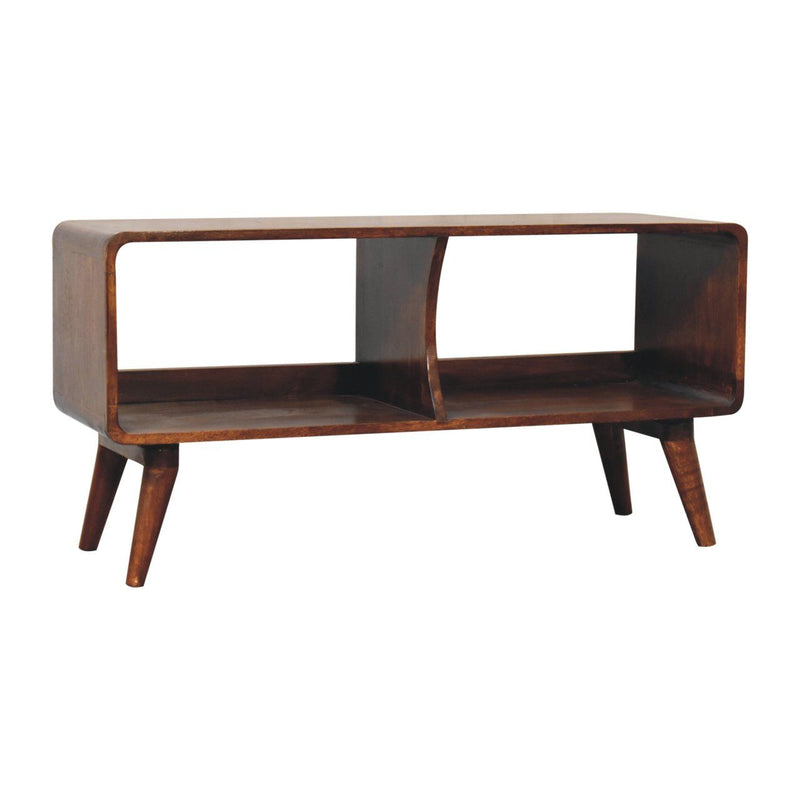 Curved Double Slot Media Unit - Dark Brown - R&R Furniture Gallery (Fountain Valley, CA)