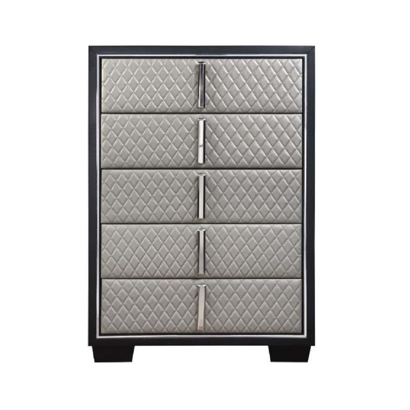 Nicola - Chest - Silver Synthetic Leather & Black - R&R Furniture Gallery (Fountain Valley, CA)