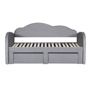 Upholstered Daybed With Cloud-Shaped Backrest, Trundle & 2 Drawers And USB Ports - R&R Furniture Gallery (Fountain Valley, CA)