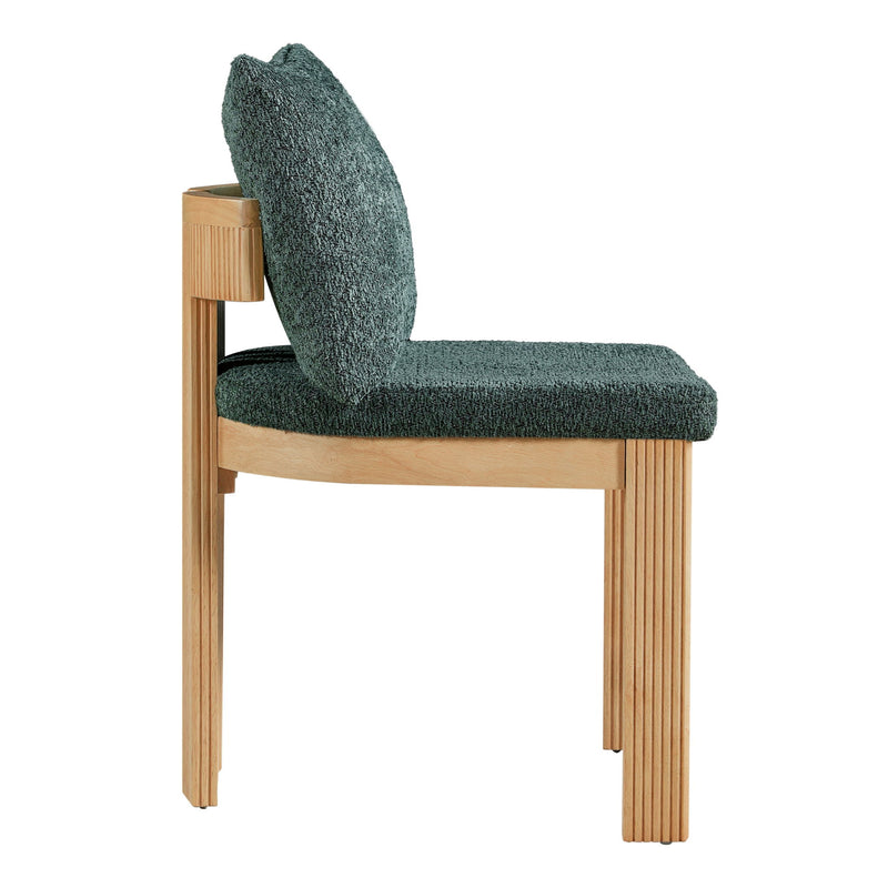 Set of two Noble House indoor dining chairs with wooden legs and cushioned seats, ideal for kitchen or dining room.