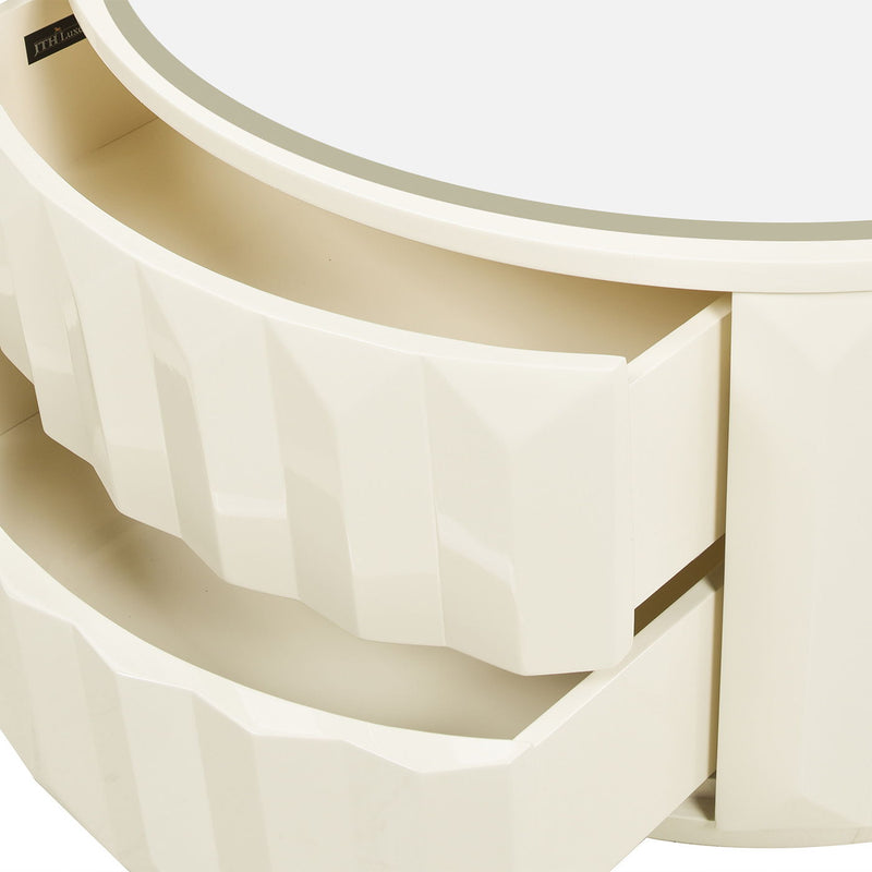 Facino - Round Storage Coffee Table - White Birch - R&R Furniture Gallery (Fountain Valley, CA)