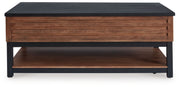Kallari - Lift Top Cocktail Table - Warm Brown / Black - R&R Furniture Gallery (Fountain Valley, CA)