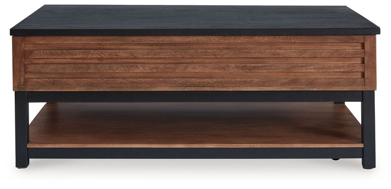 Kallari - Lift Top Cocktail Table - Warm Brown / Black - R&R Furniture Gallery (Fountain Valley, CA)