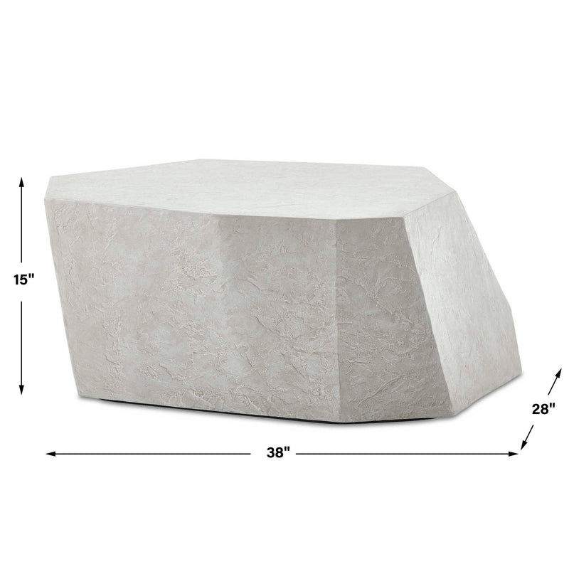 Uttermost Parra outdoor coffee table with a sleek, modern design, featuring a smooth surface and sturdy metal frame.