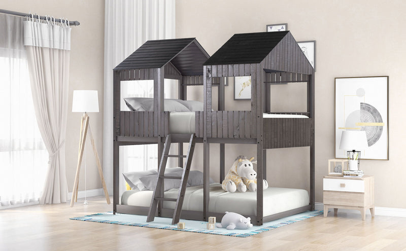 Bunk Bed With Roof, Window, Guardrail, Ladder - R&R Furniture Gallery (Fountain Valley, CA)