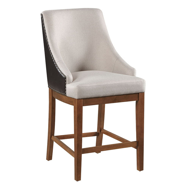 Gilsea - Counter Height Chair (Set of 2) - Fabric, Brown Synthetic Leather & Brown - R&R Furniture Gallery (Fountain Valley, CA)