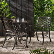 Luminea - Outdoor Aluminum Dining Chair With Scroll Design, Lattice Pattern And Cabriole Legs - Bronze - R&R Furniture Gallery (Fountain Valley, CA)