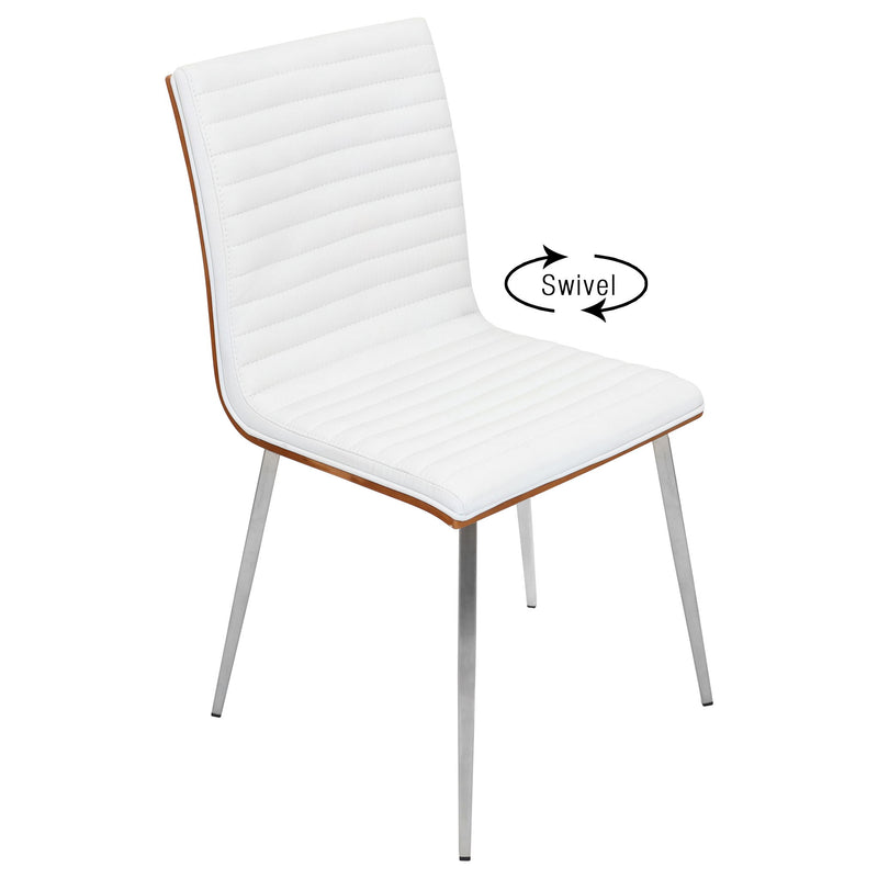 Lumi Source Mason contemporary dining chair set with 2 swivel chairs featuring modern design and wooden legs.