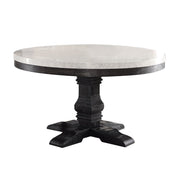 Nolan - Round Dining Table - White Marble Top & Salvage Dark Oak - R&R Furniture Gallery (Fountain Valley, CA)