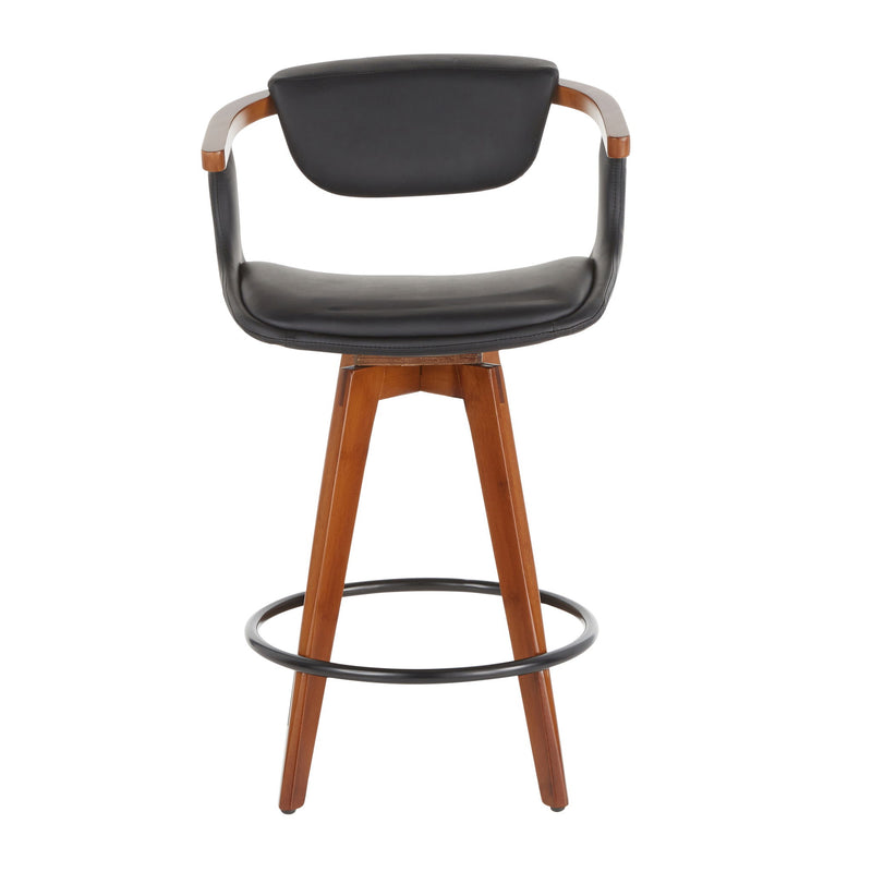 Lumi Source Oracle mid-century modern counter stool with wooden legs and upholstered seat, 24-27 inch height.