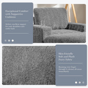 Oversized Chaise Lounge Indoor Rabbit Fur Sofa Bed With Storage Ottoman And Armrests Cup Holders With Deep Seat - R&R Furniture Gallery (Fountain Valley, CA)