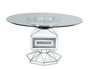 Noralie - 30" Dining Table - Clear Glass, Mirrored & Faux Diamonds - R&R Furniture Gallery (Fountain Valley, CA)
