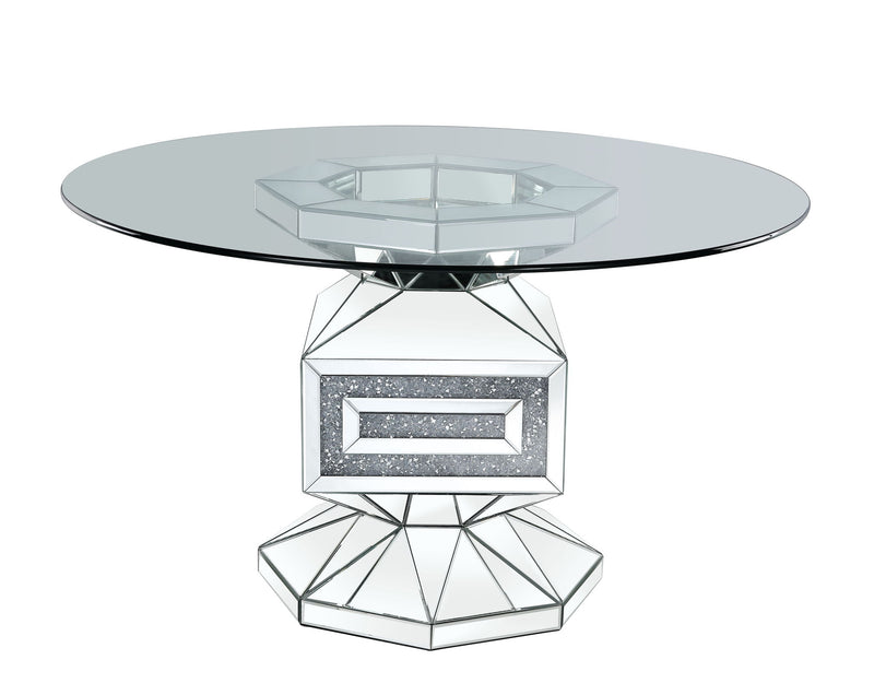 Noralie - 30" Dining Table - Clear Glass, Mirrored & Faux Diamonds - R&R Furniture Gallery (Fountain Valley, CA)