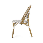 Noble House French Bistro Chair with durable rattan seat and sleek aluminum frame, armless design for stylish dining or outdoor use