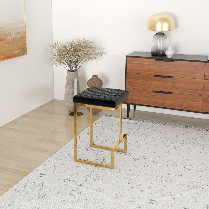 Joel - Upholstered Stool - Black / Gold - R&R Furniture Gallery (Fountain Valley, CA)