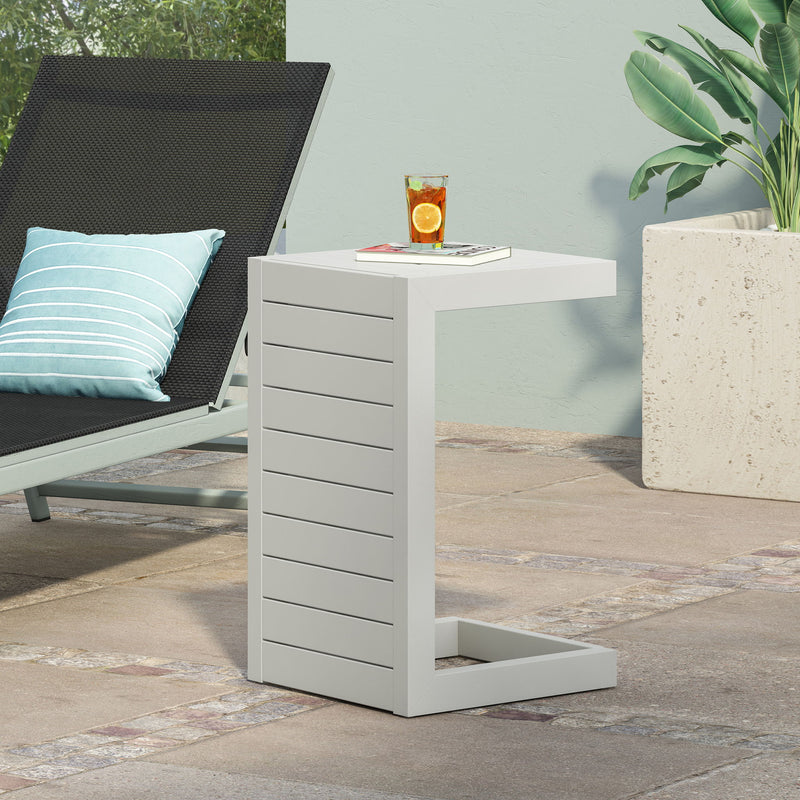 Aluminum Outdoor C - Shaped Side Table For Patio - R&R Furniture Gallery (Fountain Valley, CA)