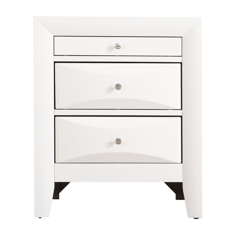 Modern design accent nightstand by Glory Furniture featuring sleek wood finish and a single drawer for stylish bedroom storage.