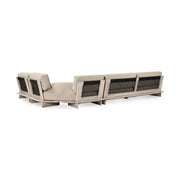 Livia Teak 3-piece outdoor sectional by Classic Home with taupe cushions, featuring durable teak wood frames for outdoor seating.