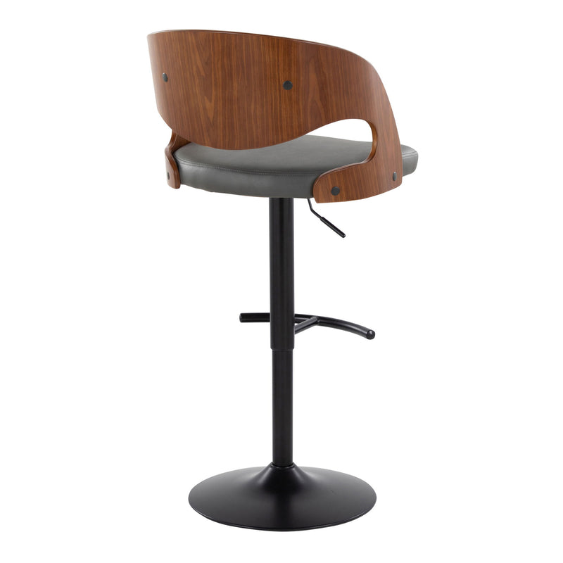 Lumi Source Pino mid-century modern adjustable barstool set with swivel and rounded T-footrest, shown as a pair.