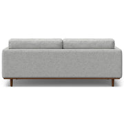 Simpli-Home Morrison upholstered stationary sofa with plush cushions and neutral fabric, perfect for modern living rooms.