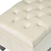 Button Tufted Diamond Stitch Storage Ottoman - Beige - R&R Furniture Gallery (Fountain Valley, CA)