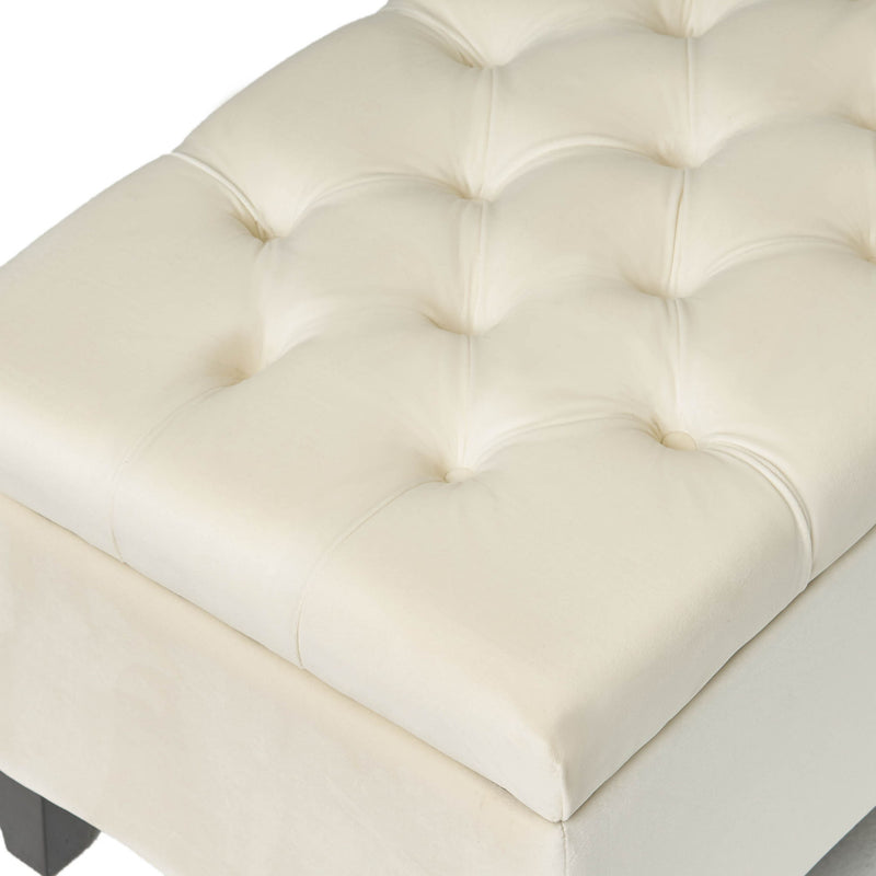 Button Tufted Diamond Stitch Storage Ottoman - Beige - R&R Furniture Gallery (Fountain Valley, CA)
