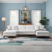 Valiant - Sectional Sofa With 4 Pillows - Ivory Chenille - R&R Furniture Gallery (Fountain Valley, CA)