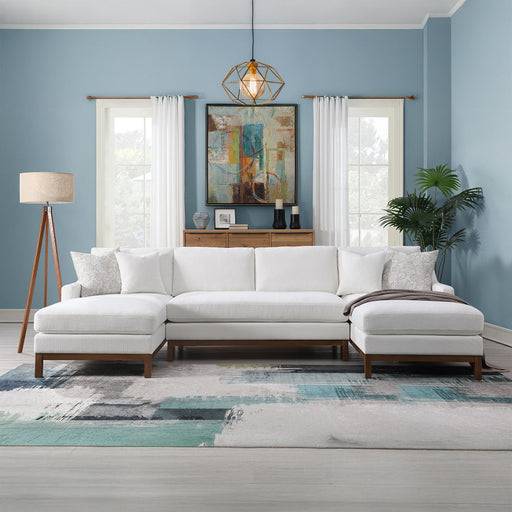 Valiant - Sectional Sofa With 4 Pillows - Ivory Chenille - R&R Furniture Gallery (Fountain Valley, CA)