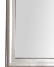 Silver Champagne mirror by Glory Furniture featuring a sleek, modern rectangular design with a reflective surface and silver frame.