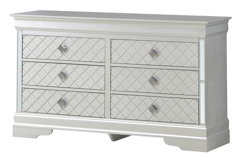 Glory Furniture Verona dresser with sleek wood finish, featuring multiple drawers and modern design for bedroom storage.