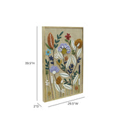 TOV Furniture Muro "Sprout" embroidered wall art featuring green and beige floral embroidery on textured fabric for wall decor.
