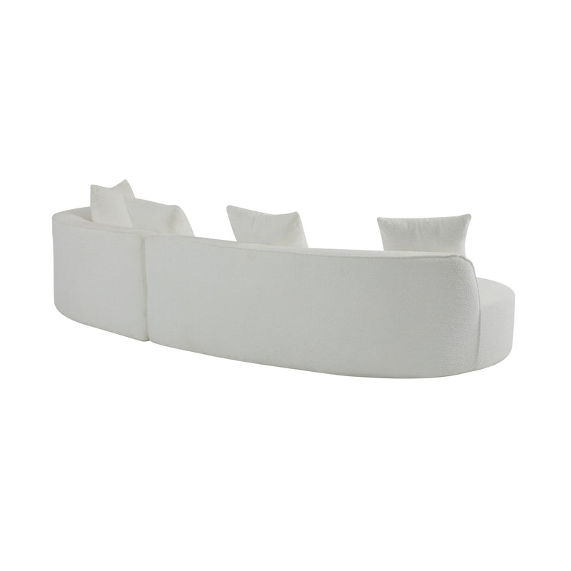 Elegant curved sectional sofa by Noble House with plush foam cushions, showcasing a stylish stationary sofa in a modern living room setting.