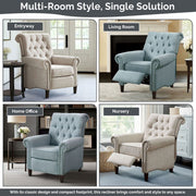 Aidan - Push Back Recliner Chair With Tufted Back And Nailhead Trim - Cream - R&R Furniture Gallery (Fountain Valley, CA)