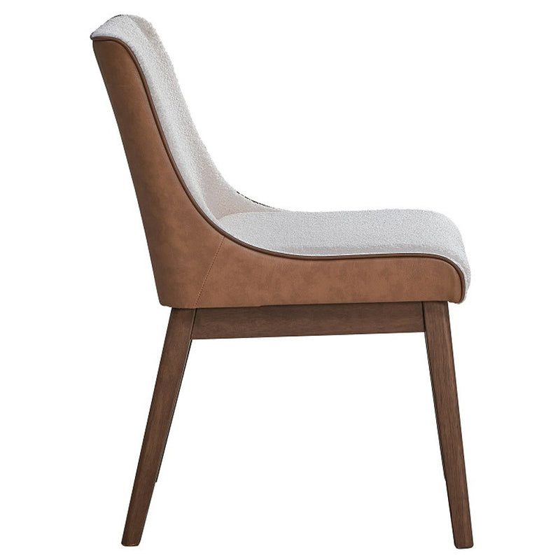 Ginny - Side Chair (Set of 2) - White Boucle, Brown Velvet & Walnut - R&R Furniture Gallery (Fountain Valley, CA)