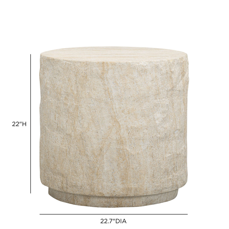 Roxanne - Faux Slab Indoor / Outdoor Side Table - Travertine