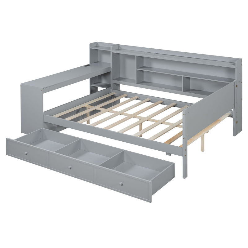 Daybed With 3 Drawers USB Ports And Desk - R&R Furniture Gallery (Fountain Valley, CA)