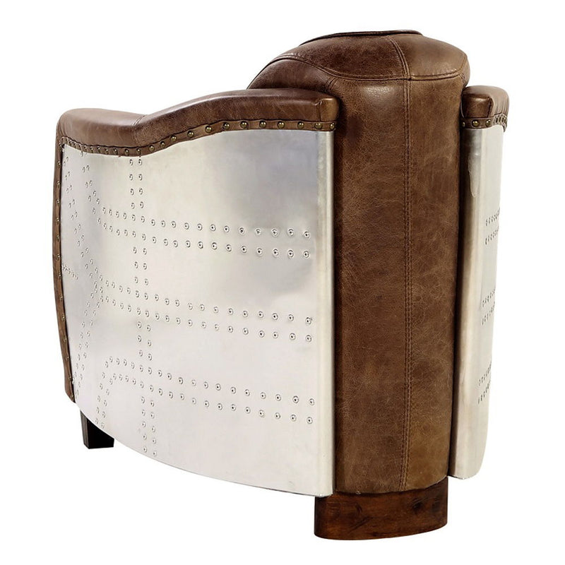 Brancaster - Chair - Retro Brown Top Grain Leather & Aluminum - R&R Furniture Gallery (Fountain Valley, CA)