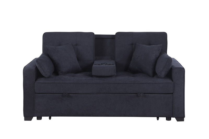 Cody II - 69.5"W Woven Fabric Convertible Sleeper Loveseat with Cup Holder - R&R Furniture Gallery (Fountain Valley, CA)